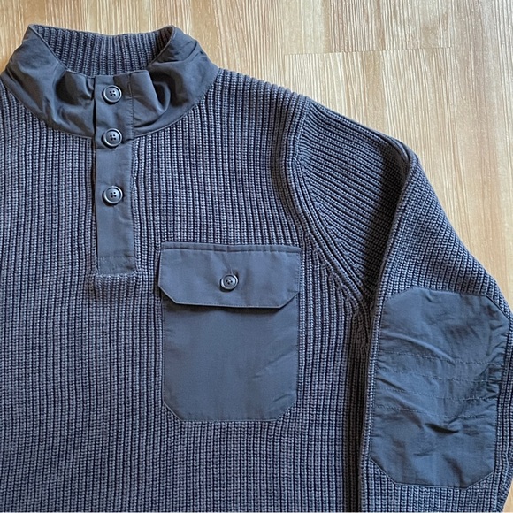 Duluth Trading Brigadier Sweater Men's Medium Gray Button Mock Elbow Patch NWT - Picture 6 of 11